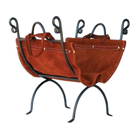 BLUEPRINTS Olde World Iron Log Holder With Suede Leather Carrier BL59899